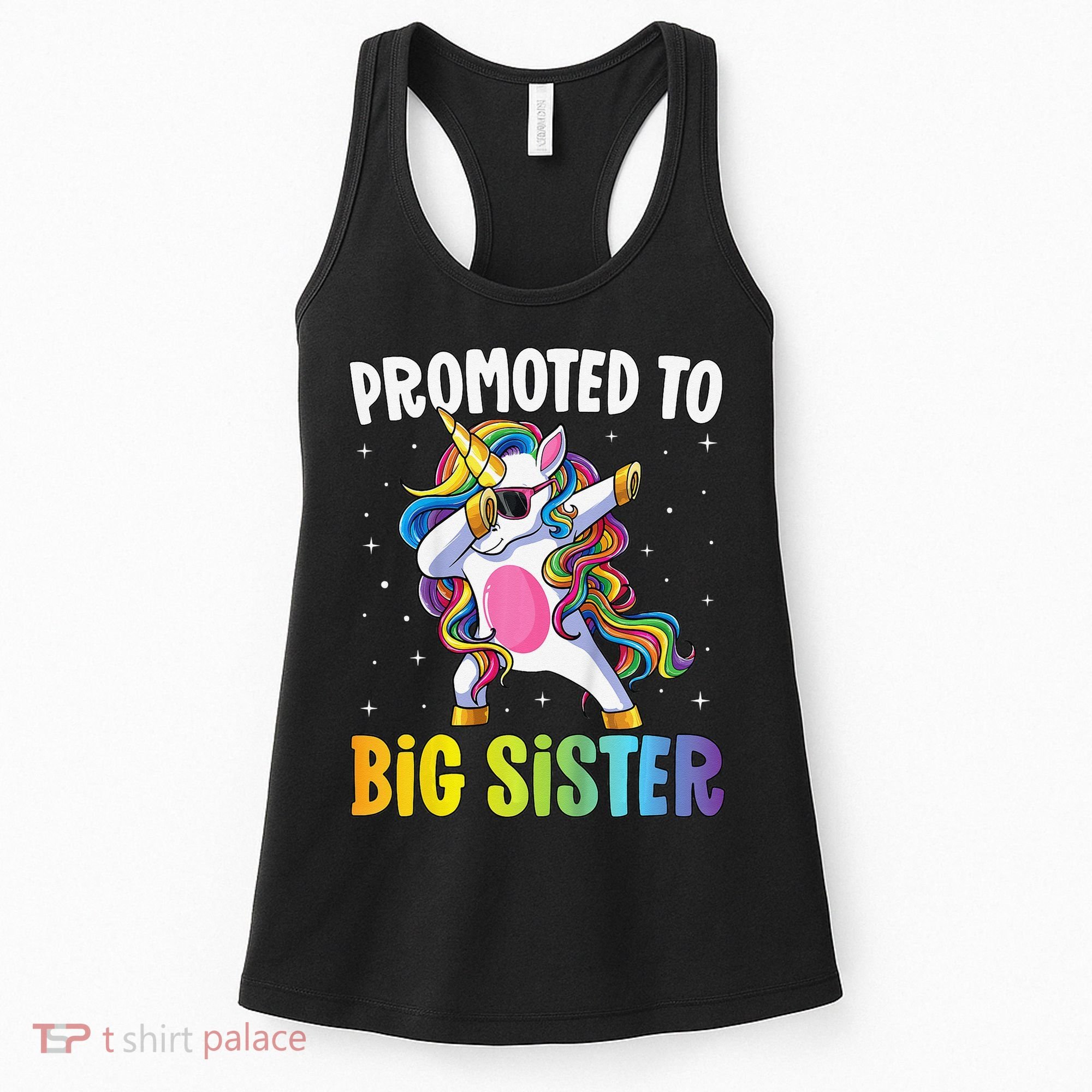 Promoted to Big Sister Dabbing Unicorn Older Sister Women's Tank Top