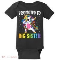 Promoted to Big Sister Dabbing Unicorn Older Sister Baby Bodysuit thumb 0
