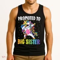 Promoted to Big Sister Dabbing Unicorn Older Sister Tank Top thumb 3