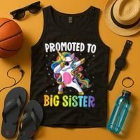 Promoted to Big Sister Dabbing Unicorn Older Sister Tank Top thumb 4