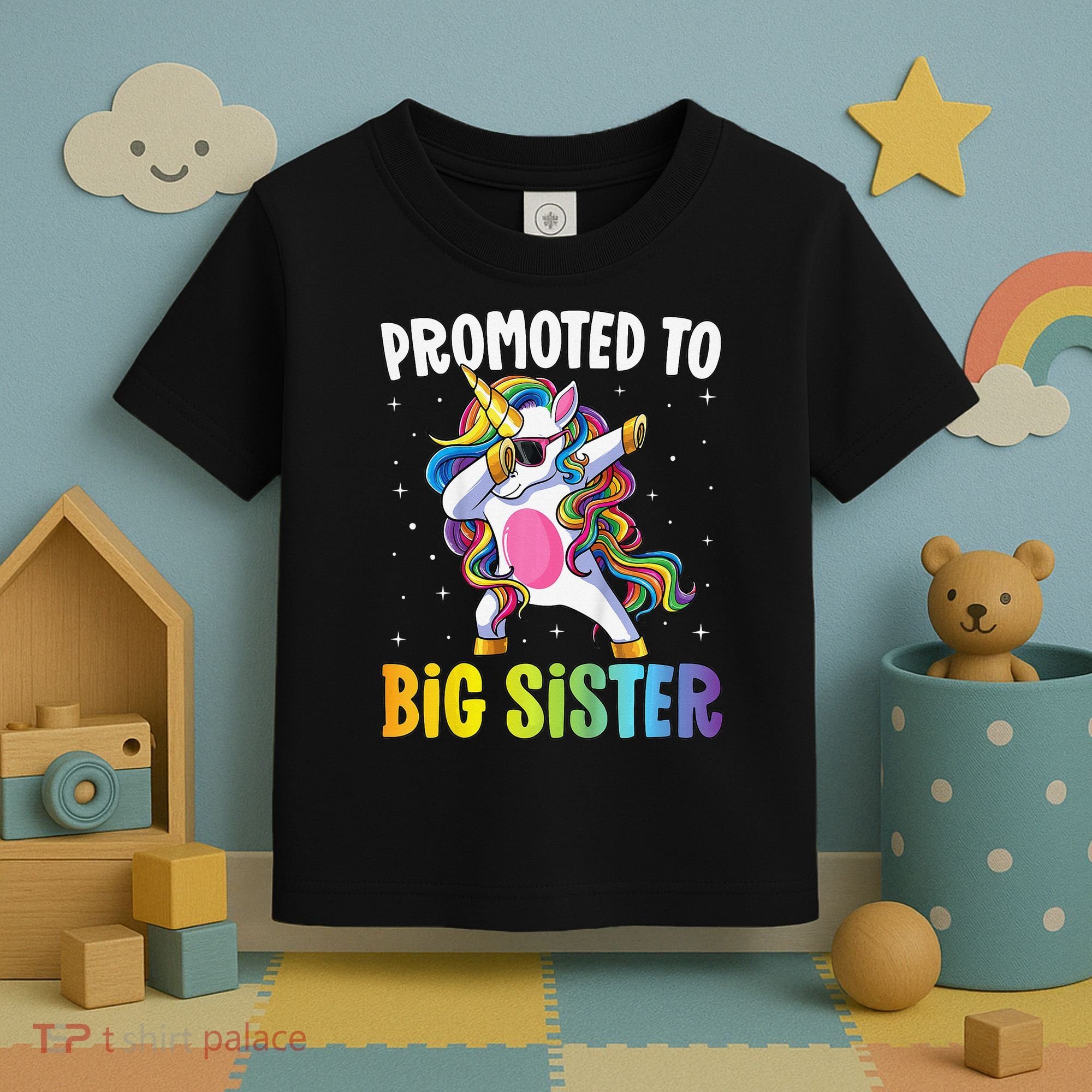 Promoted to Big Sister Dabbing Unicorn Older Sister Toddler T-Shirt