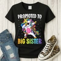 Promoted to Big Sister Dabbing Unicorn Older Sister Women's T-Shirt thumb 3