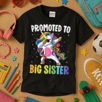 Promoted to Big Sister Dabbing Unicorn Older Sister Kids T-Shirt thumb 3
