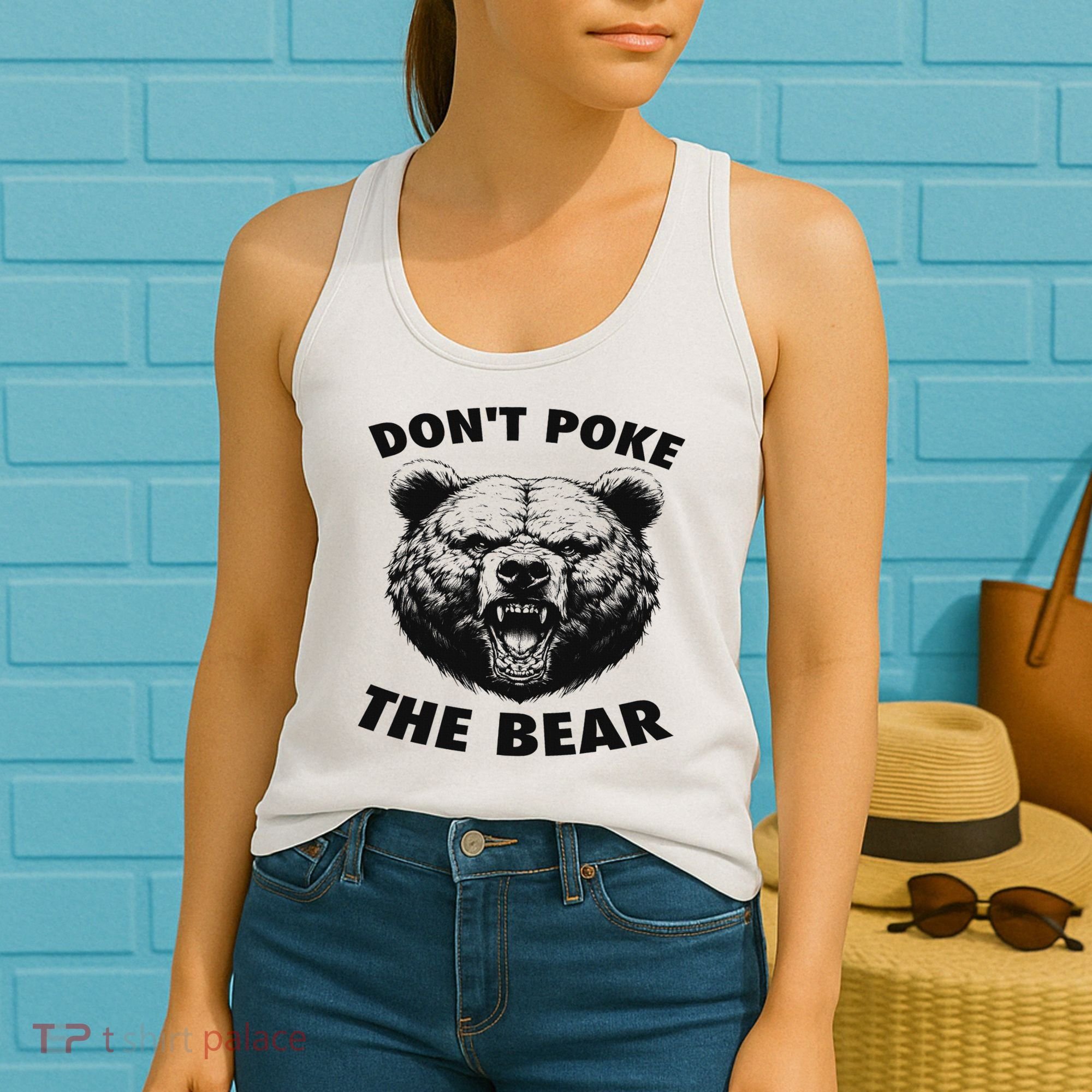 Poke The Bear Funny Bear Gifts For Women Bear Lover Women's Tank Top