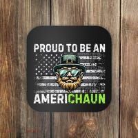 Proud To Be An Americhaun Irish American Leprechaun Funny Coaster thumb 0