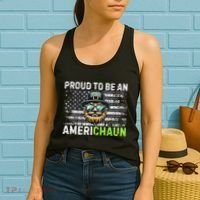 Proud To Be An Americhaun Irish American Leprechaun Funny Women's Tank Top thumb 2
