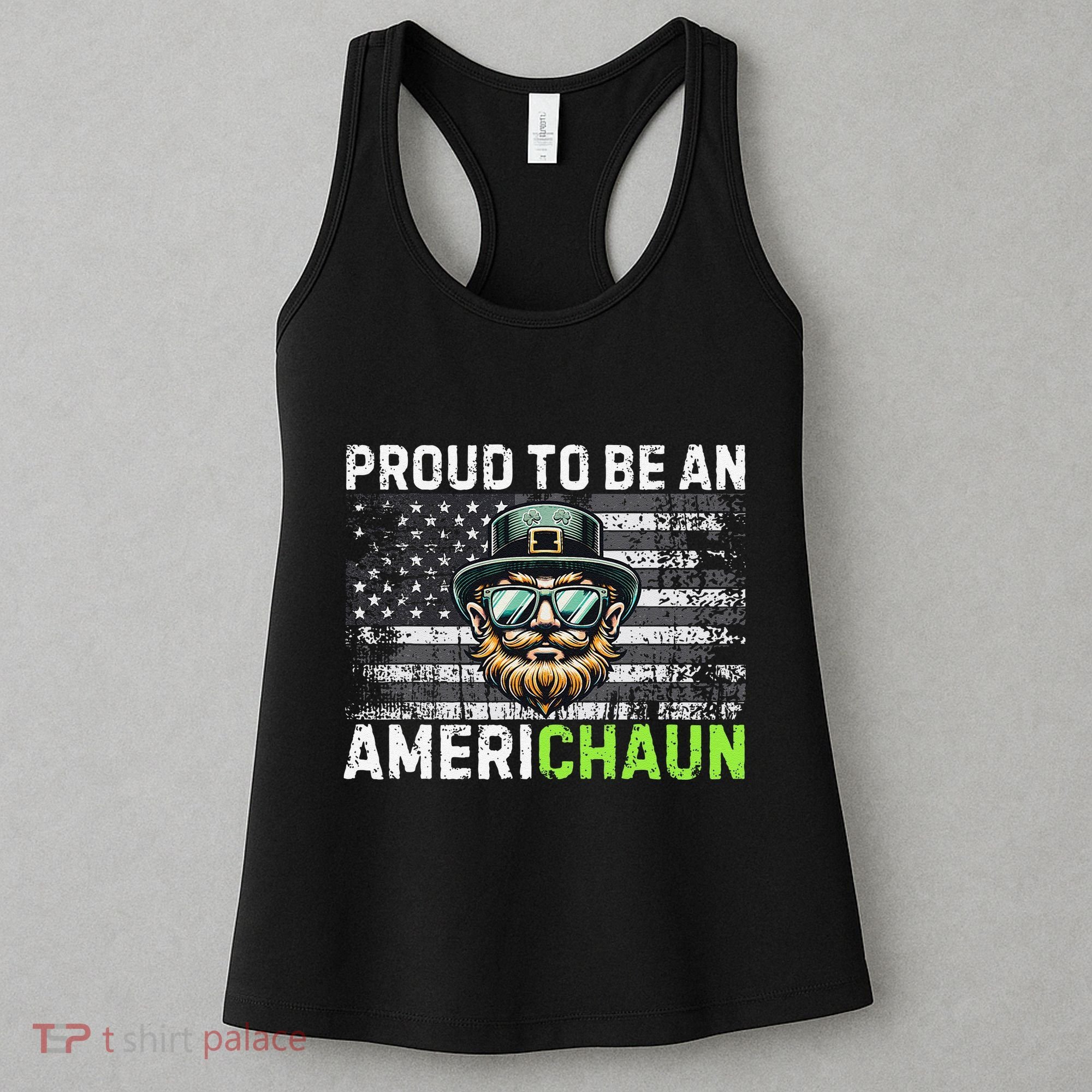 Proud To Be An Americhaun Irish American Leprechaun Funny Women's Tank Top