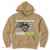 Proud To Be An Americhaun Irish American Leprechaun Funny Hoodie thumb 0