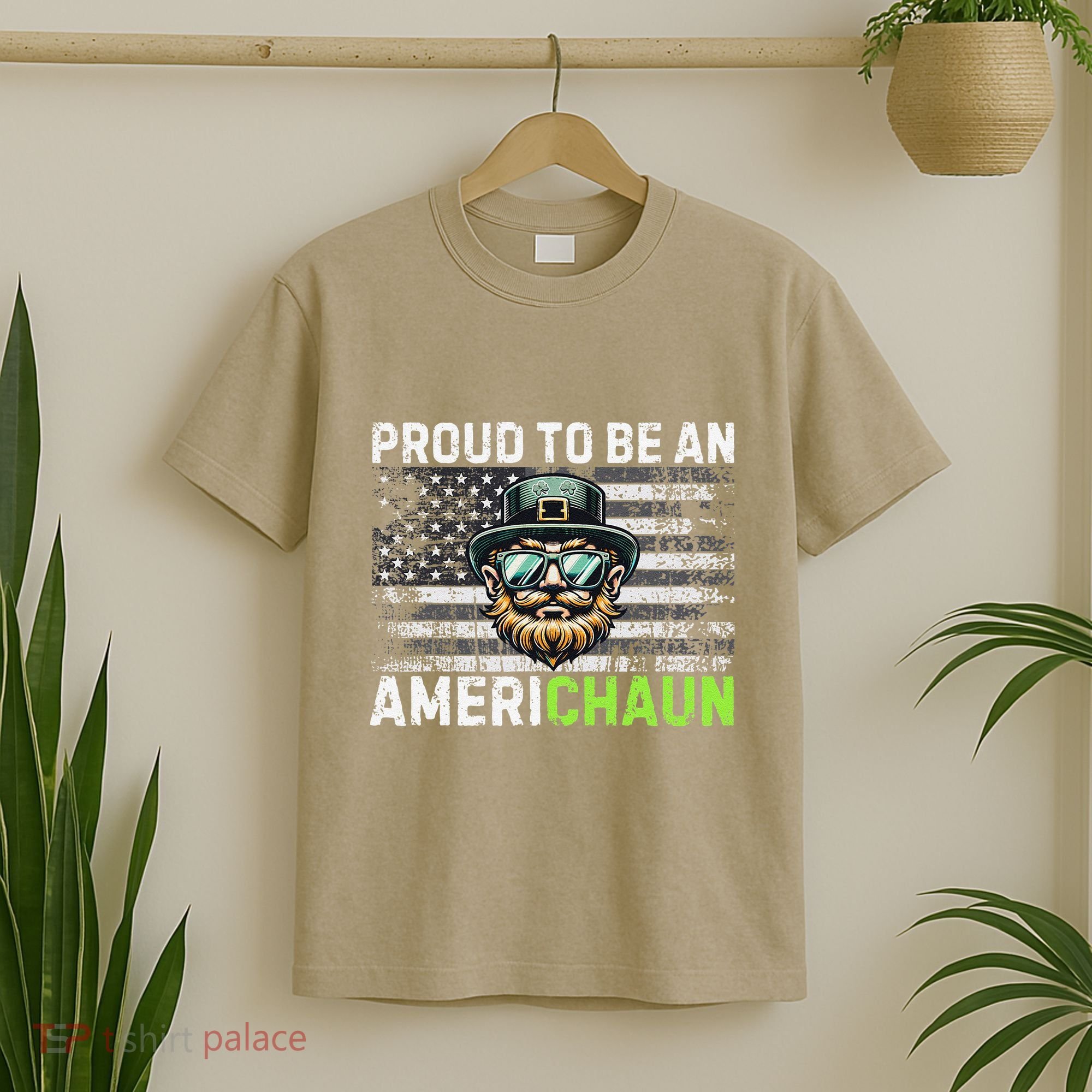 Proud To Be An Americhaun Irish American Leprechaun Funny T-Shirt