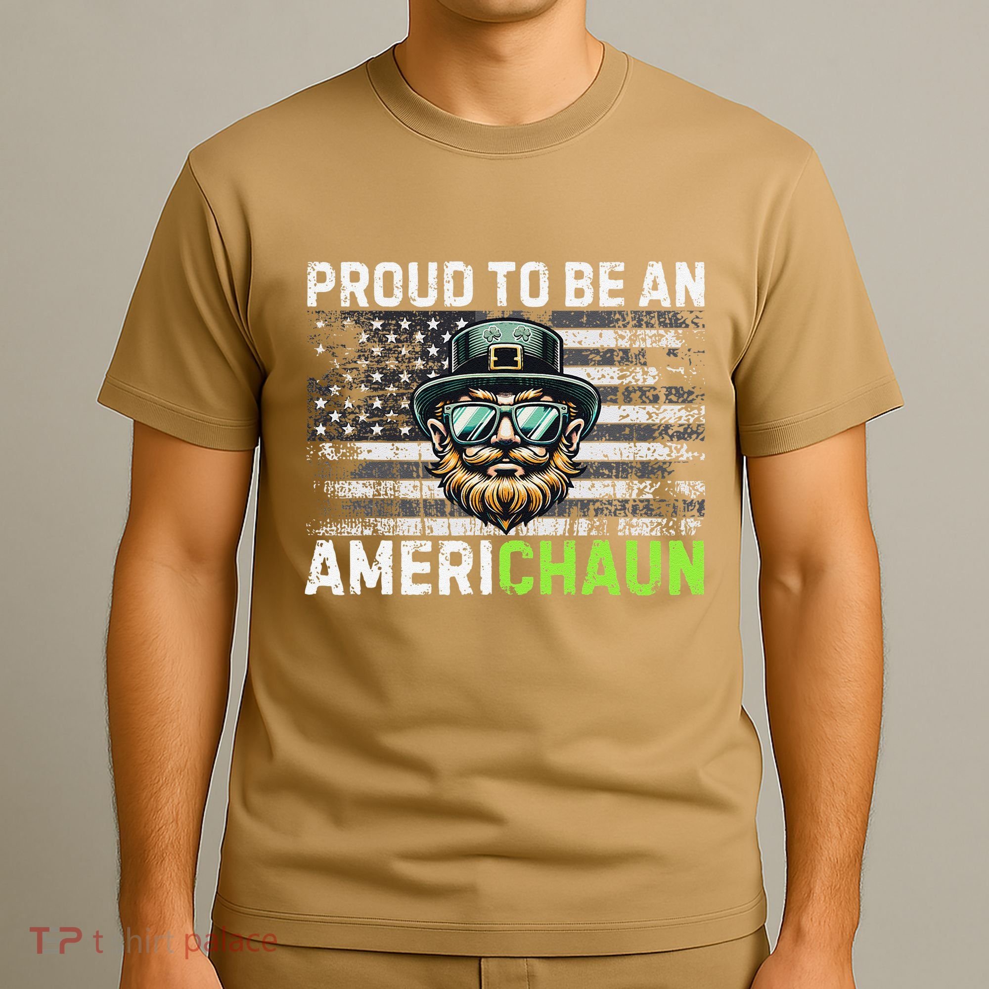 Proud To Be An Americhaun Irish American Leprechaun Funny T-Shirt