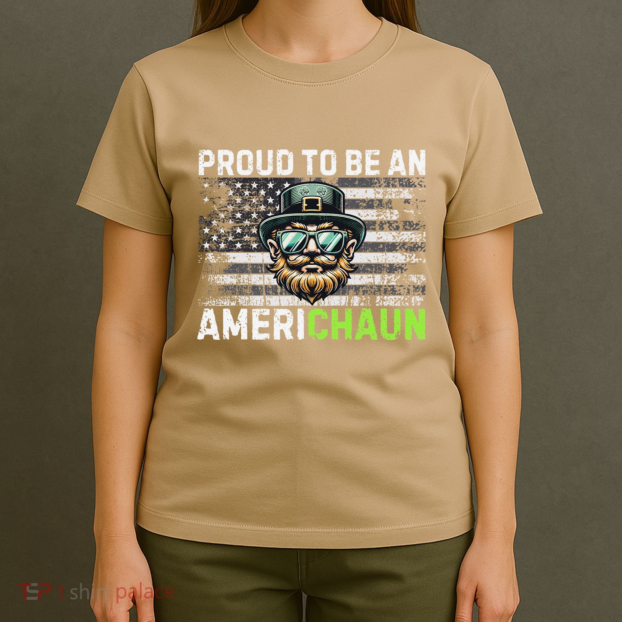 Proud To Be An Americhaun Irish American Leprechaun Funny T-Shirt