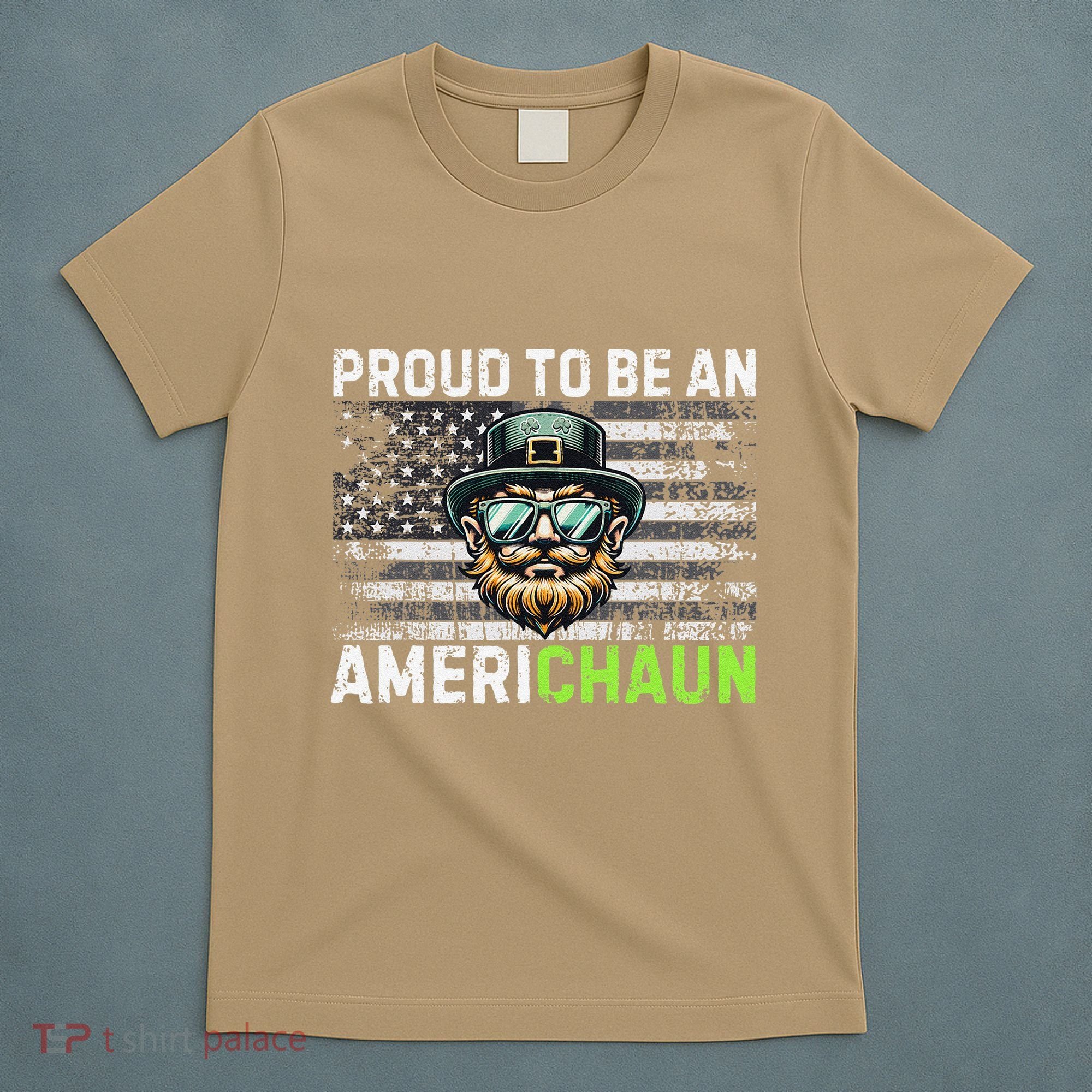 Proud To Be An Americhaun Irish American Leprechaun Funny T-Shirt