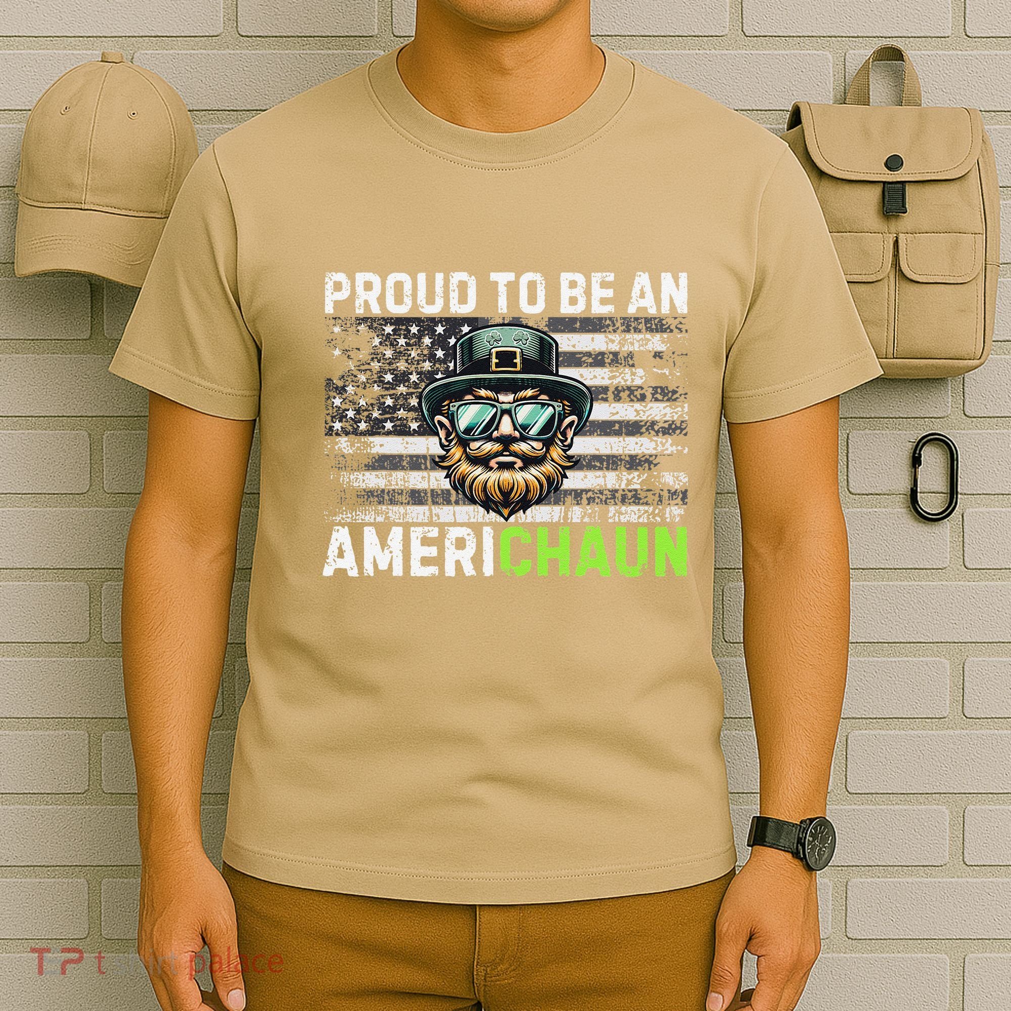 Proud To Be An Americhaun Irish American Leprechaun Funny T-Shirt