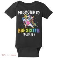 Promoted To Big Sister Again Sister Unicorn Baby Bodysuit thumb 0