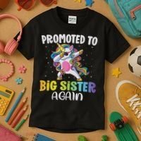 Promoted To Big Sister Again Sister Unicorn Kids T-Shirt thumb 3