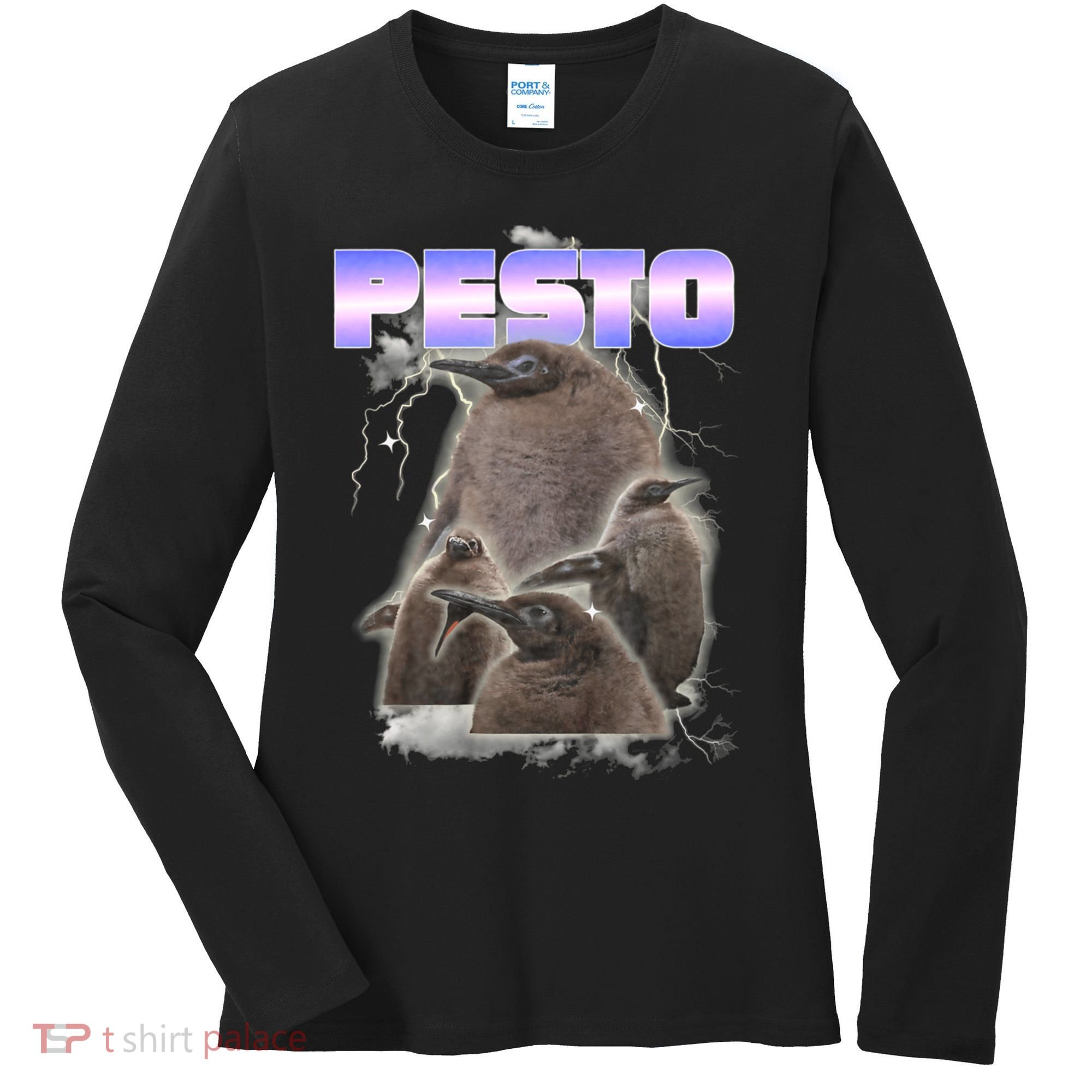 Pesto The Big Penguin Retro Women's Long Sleeve Shirt