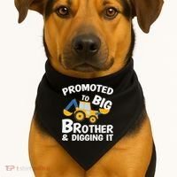 Promoted to Big Brother and Digging It Construction Brother USA-Made Doggie Bandana thumb 1