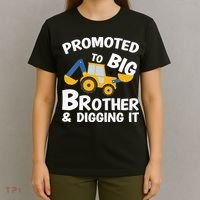 Promoted to Big Brother and Digging It Construction Brother T-Shirt thumb 4