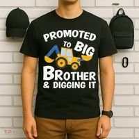 Promoted to Big Brother and Digging It Construction Brother T-Shirt thumb 6