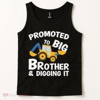 Promoted to Big Brother and Digging It Construction Brother Tank Top thumb 2