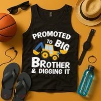 Promoted to Big Brother and Digging It Construction Brother Tank Top thumb 4