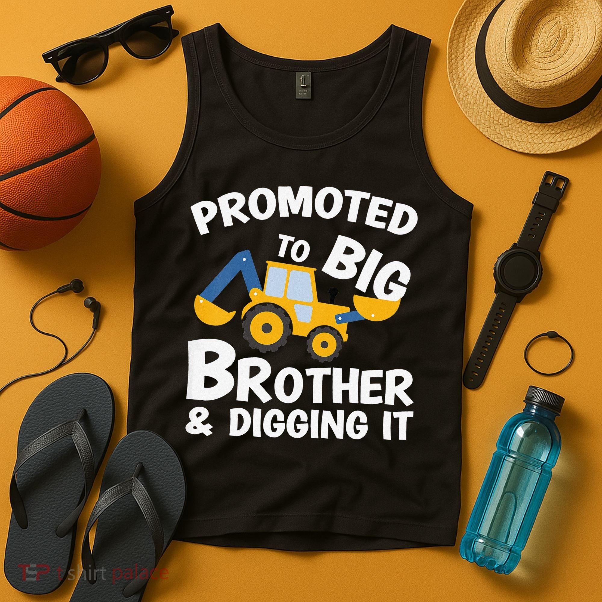 Promoted to Big Brother and Digging It Construction Brother Tank Top