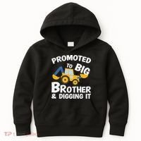 Promoted to Big Brother and Digging It Construction Brother Kids Hoodie thumb 0