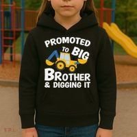 Promoted to Big Brother and Digging It Construction Brother Kids Hoodie thumb 3