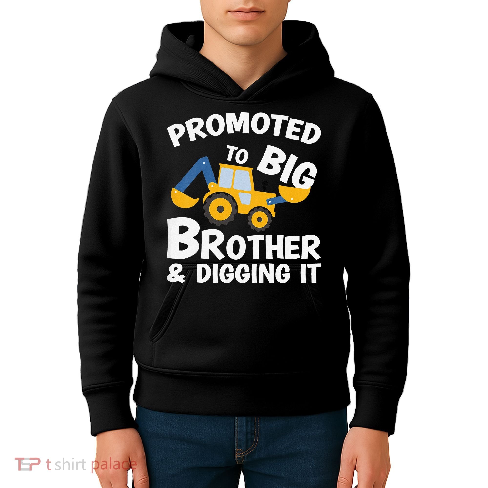Promoted to Big Brother and Digging It Construction Brother Kids Hoodie