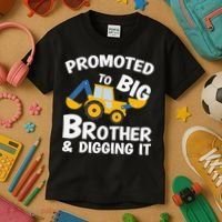 Promoted to Big Brother and Digging It Construction Brother Kids T-Shirt thumb 3