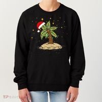 Palm Tree Christmas Light Santa Hawaiian Beach Xmas Women's Sweatshirt thumb 0