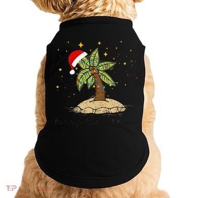 Palm Tree Christmas Light Santa Hawaiian Beach Xmas Doggie Tank