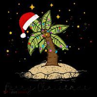 Palm Tree Christmas Light Santa Hawaiian Beach Xmas Doggie Tank thumb 4