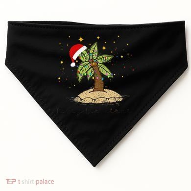 Palm Tree Christmas Light Santa Hawaiian Beach Xmas USA-Made Doggie Bandana