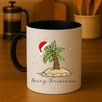 Palm Tree Christmas Light Santa Hawaiian Beach Xmas Coffee Mug thumb 4