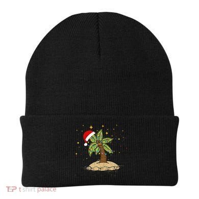 Palm Tree Christmas Light Santa Hawaiian Beach Xmas Beanie