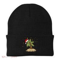 Palm Tree Christmas Light Santa Hawaiian Beach Xmas Beanie thumb 0