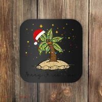Palm Tree Christmas Light Santa Hawaiian Beach Xmas Coaster thumb 0
