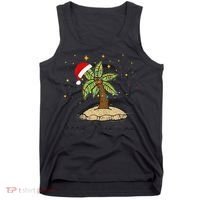 Palm Tree Christmas Light Santa Hawaiian Beach Xmas Tank Top thumb 0