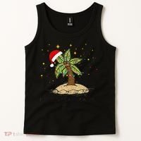 Palm Tree Christmas Light Santa Hawaiian Beach Xmas Tank Top thumb 2