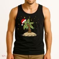 Palm Tree Christmas Light Santa Hawaiian Beach Xmas Tank Top thumb 3