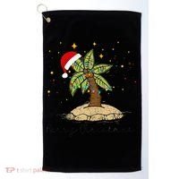 Palm Tree Christmas Light Santa Hawaiian Beach Xmas Golf Towel thumb 0