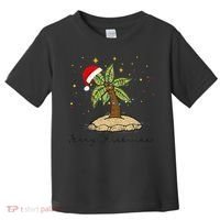 Palm Tree Christmas Light Santa Hawaiian Beach Xmas Toddler T-Shirt thumb 0