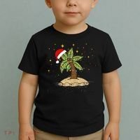 Palm Tree Christmas Light Santa Hawaiian Beach Xmas Toddler T-Shirt thumb 2