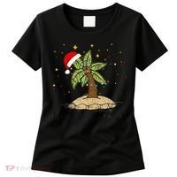 Palm Tree Christmas Light Santa Hawaiian Beach Xmas Women's T-Shirt thumb 0