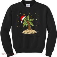 Palm Tree Christmas Light Santa Hawaiian Beach Xmas Kids Sweatshirt thumb 0