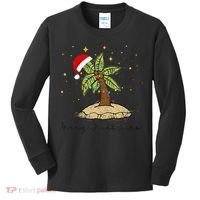 Palm Tree Christmas Light Santa Hawaiian Beach Xmas Kids Long Sleeve Shirt thumb 0