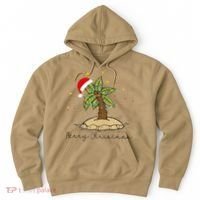 Palm Tree Christmas Light Santa Hawaiian Beach Xmas Hoodie thumb 0
