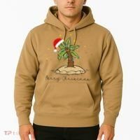 Palm Tree Christmas Light Santa Hawaiian Beach Xmas Hoodie thumb 2