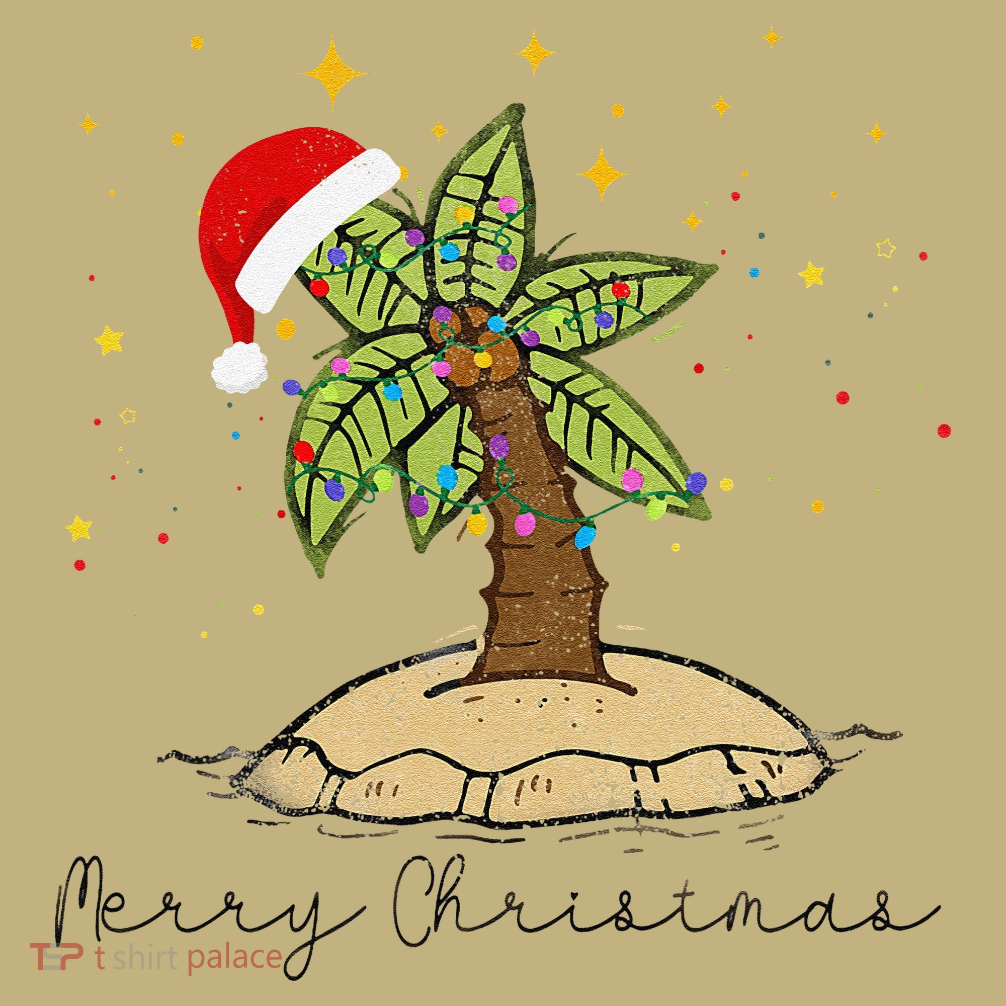 Palm Tree Christmas Light Santa Hawaiian Beach Xmas Hoodie
